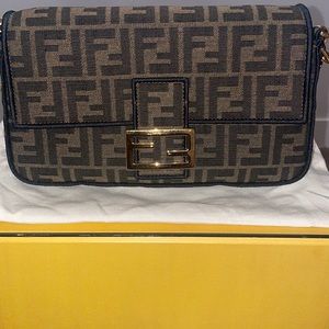 Fendi Baguette Jacquard FF Fabric Bag; medium